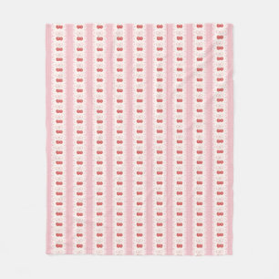 Preppy Cherry Stripes - Pink and Off White Fleecedecke