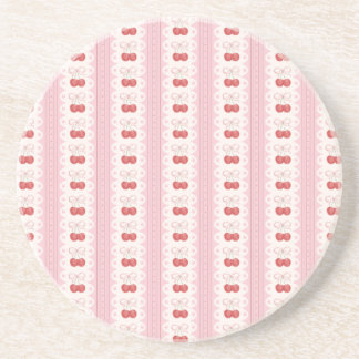 Preppy Cherry Stripes - Pink and Off White Getränkeuntersetzer