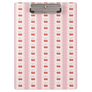 Preppy Cherry Stripes - Pink and Off White Klemmbrett