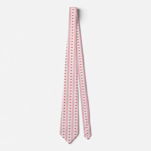Preppy Cherry Stripes - Pink and Off White Krawatte (Vorderseite)
