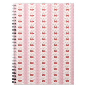 Preppy Cherry Stripes - Pink and Off White Notizblock