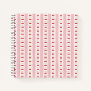 Preppy Cherry Stripes - Pink and Off White Notizblock