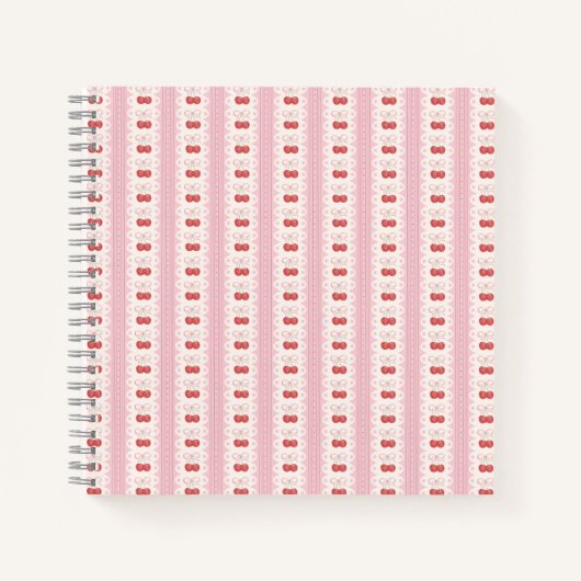 Preppy Cherry Stripes - Pink and Off White Notizblock (Vorderseite)