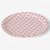 Preppy Cherry Stripes - Pink and Off White Pappteller (Schrägansicht)