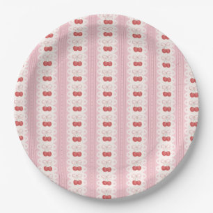 Preppy Cherry Stripes - Pink and Off White Pappteller