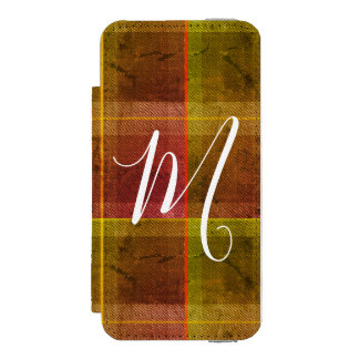 Preppy-chic, anfänglicher Herbst, orange, Tartan-K Incipio Watson™ iPhone 5 Geldbörsen Hülle