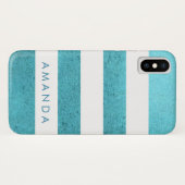 Preppy chic BLUE GLITZER personalisiert gestrichen Case-Mate iPhone Hülle (Rückseite (Horizontal))