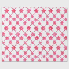 Preppy Chic Ditsy Pink Blume Geschenkpapier