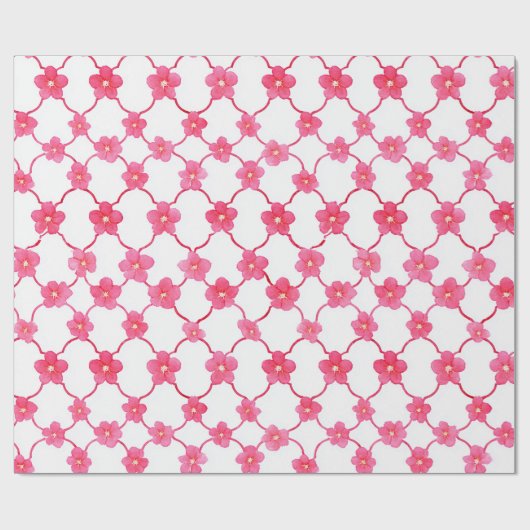 Preppy Chic Ditsy Pink Blume Geschenkpapier (Flach)