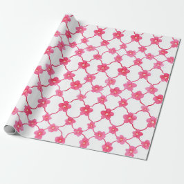 Preppy Chic Ditsy Pink Blume Geschenkpapier