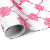 Preppy Chic Ditsy Pink Blume Geschenkpapier (Rolleneckpunkt)