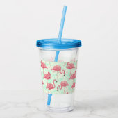 Preppy Chic Elegant rosa Flamingo Muster Acryltrinkbecher (Rückseite)