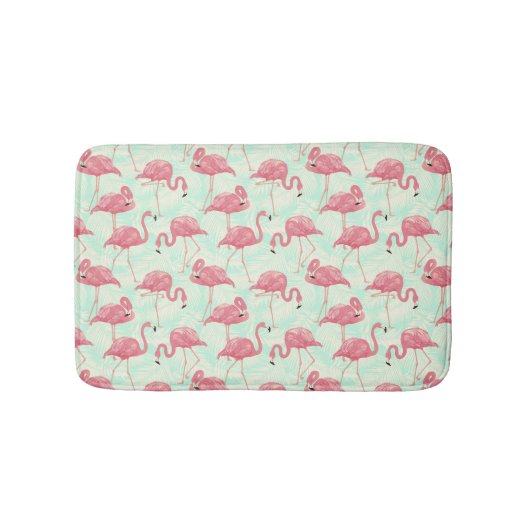 Preppy Chic Elegant rosa Flamingo Muster Badematte (Vorderseite)