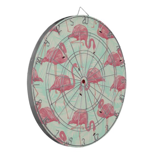 Preppy Chic Elegant rosa Flamingo Muster Dartscheibe (Vorderseite Links)