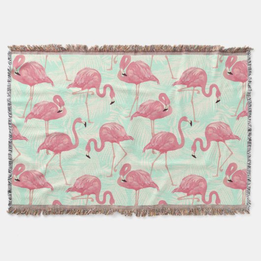 Preppy Chic Elegant rosa Flamingo Muster Decke (Vorderseite)