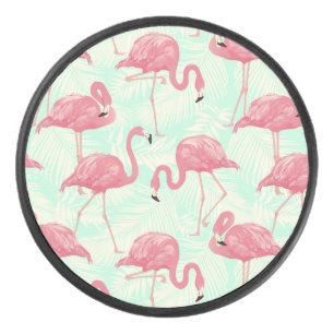 Preppy Chic Elegant rosa Flamingo Muster Eishockey Puck