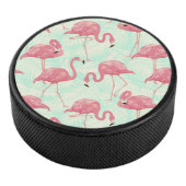 Preppy Chic Elegant rosa Flamingo Muster Eishockey Puck (3/4)