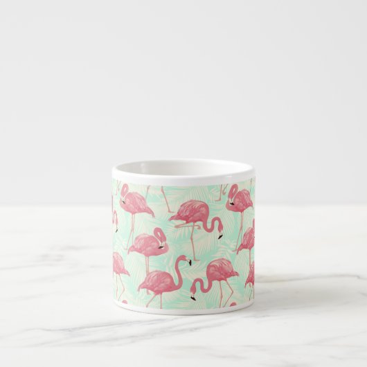 Preppy Chic Elegant rosa Flamingo Muster Espressotasse (Vorderseite)