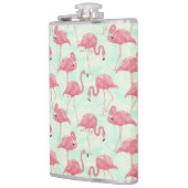 Preppy Chic Elegant rosa Flamingo Muster Flachmann (Links)