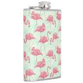 Preppy Chic Elegant rosa Flamingo Muster Flachmann (Rechts)