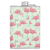Preppy Chic Elegant rosa Flamingo Muster Flachmann (Rückseite)