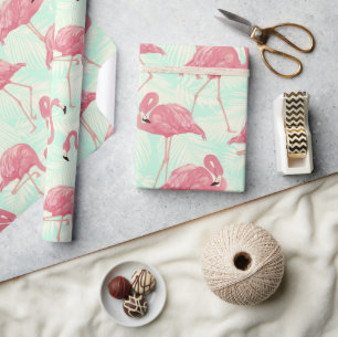 Preppy Chic Elegant rosa Flamingo Muster Geschenkpapier