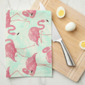 Preppy Chic Elegant rosa Flamingo Muster Geschirrtuch (Viertel Falte)