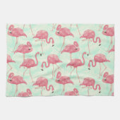 Preppy Chic Elegant rosa Flamingo Muster Geschirrtuch (Horizontal)