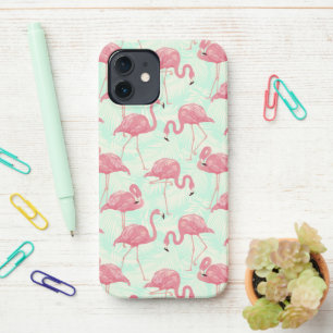 Preppy Chic Elegant rosa Flamingo Muster iPhone 12 Hülle