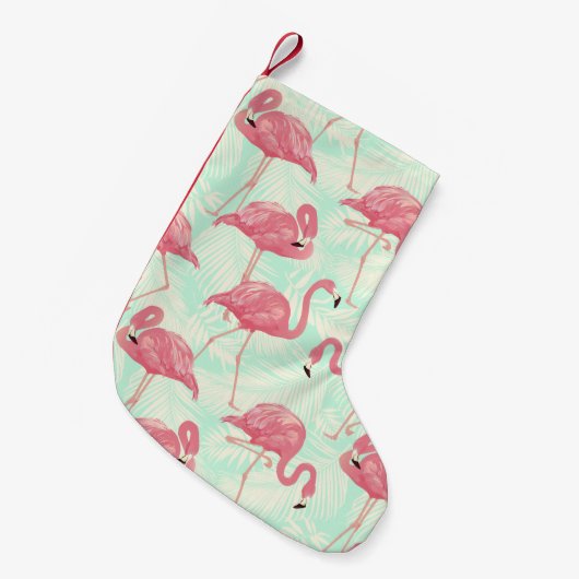 Preppy Chic Elegant rosa Flamingo Muster Kleiner Weihnachtsstrumpf (Vorderansicht (hängend))