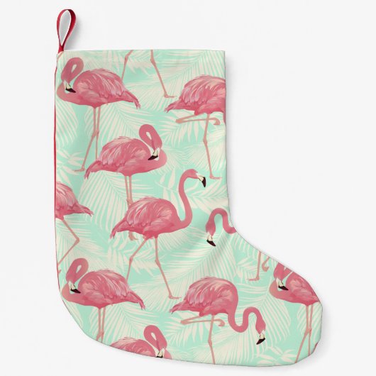 Preppy Chic Elegant rosa Flamingo Muster Kleiner Weihnachtsstrumpf (Vorderseite)
