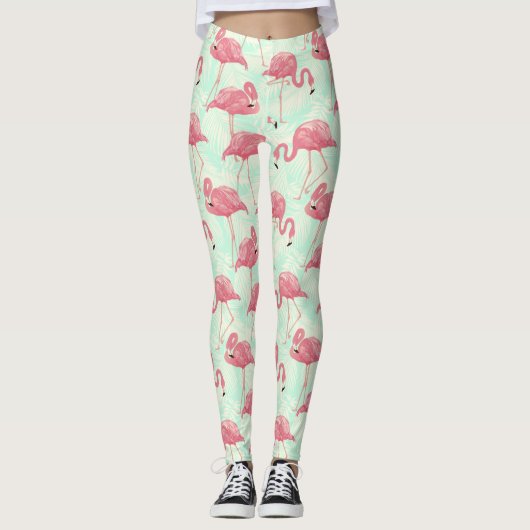 Preppy Chic Elegant rosa Flamingo Muster Leggings (Vorderseite)
