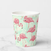 Preppy Chic Elegant rosa Flamingo Muster Pappbecher (Rückseite)