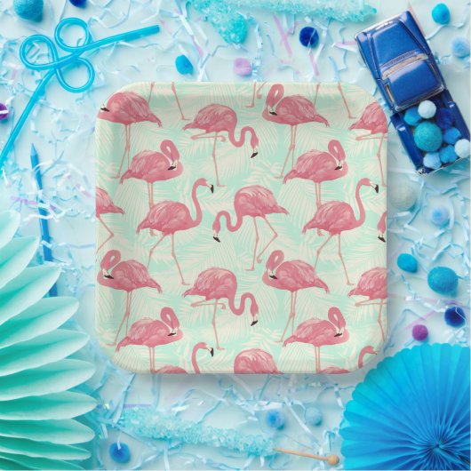Preppy Chic Elegant rosa Flamingo Muster Pappteller (Party)
