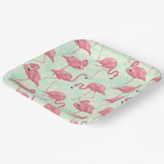 Preppy Chic Elegant rosa Flamingo Muster Pappteller (Gewinkelt)