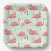Preppy Chic Elegant rosa Flamingo Muster Pappteller (Vorderseite)