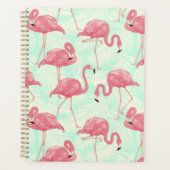 Preppy Chic Elegant rosa Flamingo Muster Planer (Vorderseite)