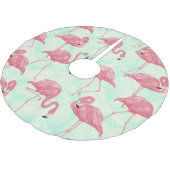 Preppy Chic Elegant rosa Flamingo Muster Polyester Weihnachtsbaumdecke (Schrägansicht)
