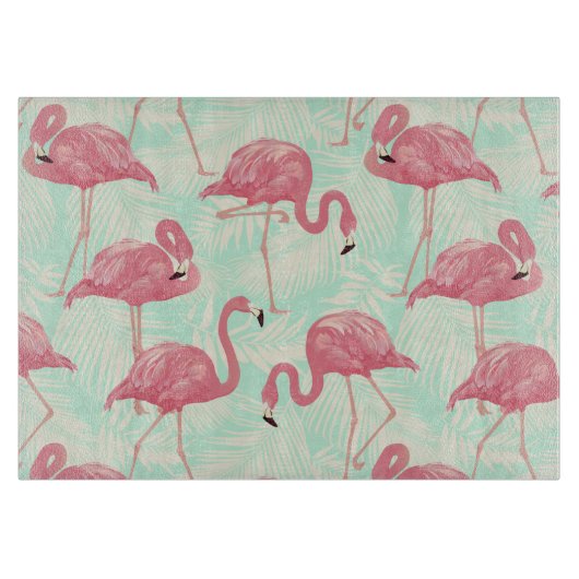 Preppy Chic Elegant rosa Flamingo Muster Schneidebrett (Vorderseite)