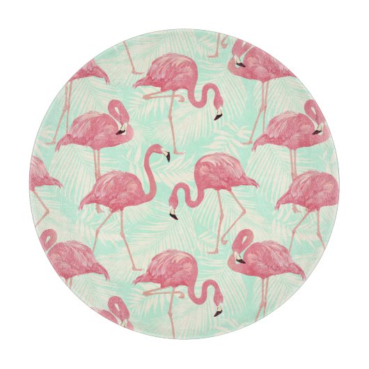 Preppy Chic Elegant rosa Flamingo Muster Schneidebrett (Vorderseite)