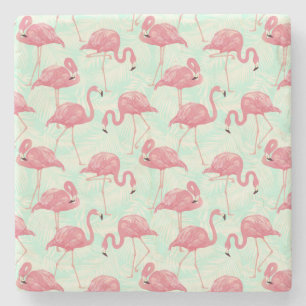 Preppy Chic Elegant rosa Flamingo Muster Steinuntersetzer