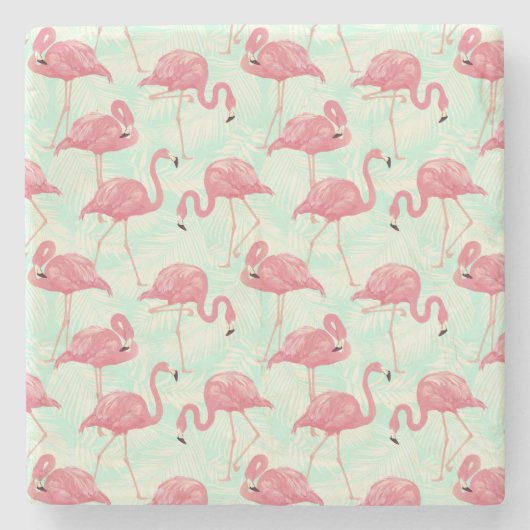 Preppy Chic Elegant rosa Flamingo Muster Steinuntersetzer (Vorderseite)