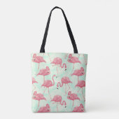 Preppy Chic Elegant rosa Flamingo Muster Tasche (Rückseite)