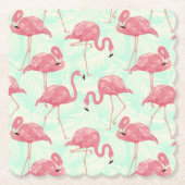 Preppy Chic Elegant rosa Flamingo Muster Untersetzer (Vorderseite)
