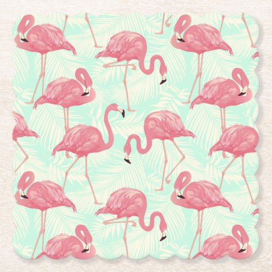Preppy Chic Elegant rosa Flamingo Muster Untersetzer (Vorderseite)