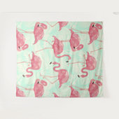 Preppy Chic Elegant rosa Flamingo Muster Wandteppich (Vorderseite (Horizontal))
