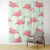 Preppy Chic Elegant rosa Flamingo Muster Wandteppich (Beispiel)
