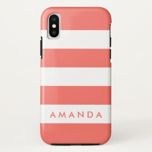 Preppy chic Lebender Koralle Gestreift personalisi Case-Mate iPhone Hülle