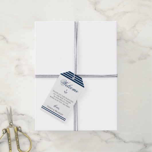 Preppy Chic Nautical Navy Hochzeitsnacht Geschenkanhänger (Mit Garn)
