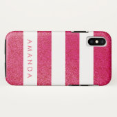 Preppy chic PINK GLITZER personalisiert gestrichen Case-Mate iPhone Hülle (Rückseite (Horizontal))